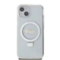 Калъф за iPhone 15 - Guess Ring Stand Script Glitter MagSafe (GUHMP15SHRSGSD) - Прозрачен