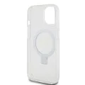 Калъф за iPhone 15 - Guess Ring Stand Script Glitter MagSafe (GUHMP15SHRSGSD) - Прозрачен