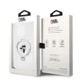 Калъф за iPhone 14 Pro - Karl Lagerfeld Hardcase Ring Stand MagSafe (KLHMP14LHHMMRSKCH) - Бял Karl&Choupette