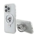 Калъф за iPhone 14 Pro - Karl Lagerfeld Hardcase Ring Stand MagSafe (KLHMP14LHHMMRSKCH) - Бял Karl&Choupette