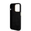 Калъф за iPhone 15 Pro - Guess Silicone Script Metal Metal Logo & Frame (GUHCP15LSMBSLK) - Черен