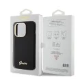 Калъф за iPhone 15 Pro - Guess Silicone Script Metal Metal Logo & Frame (GUHCP15LSMBSLK) - Черен