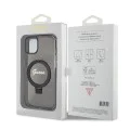 Калъф за iPhone 15 - Guess Ring Stand Script Glitter Glitter MagSafe (GUHMP15SHRSGSK) - черен