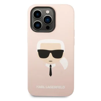 Калъф за iPhone 14 Pro - Karl Lagerfeld Silicone MagSafe (KLHMP14LSLKHLP) - Light Pink Karl`s Head
