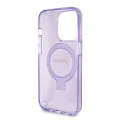 Калъф за iPhone 15 Pro - Guess Ring Stand Script Glitter MagSafe (GUHMP15LHRSGSU) - Лилав