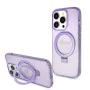 Калъф за iPhone 15 Pro - Guess Ring Stand Script Glitter MagSafe (GUHMP15LHRSGSU) - Лилав