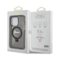 Калъф за iPhone 15 Pro - Guess Ring Stand Script Script Glitter MagSafe (GUHMP15LHRSGSK) - Черен