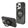 Калъф за iPhone 15 Pro - Guess Ring Stand Script Script Glitter MagSafe (GUHMP15LHRSGSK) - Черен