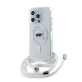 Калъф за iPhone 15 Pro Max - Karl Lagerfeld IML Crossbody MagSafe (KLHMP15XHCKCKHNT) - Transparent Karl Head