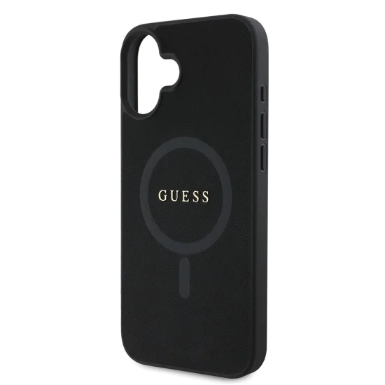 Калъф за iPhone 16 Plus - Guess Saffiano Classic Logo MagSafe (GUHMP16MPSAHMCK) - Черен