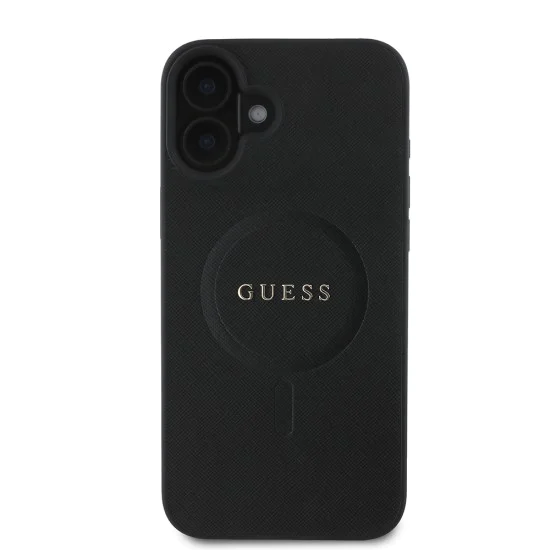 Калъф за iPhone 16 Plus - Guess Saffiano Classic Logo MagSafe (GUHMP16MPSAHMCK) - Черен