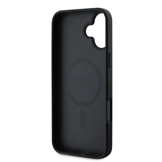 Калъф за iPhone 16 Plus - Guess Saffiano Classic Logo MagSafe (GUHMP16MPSAHMCK) - Черен