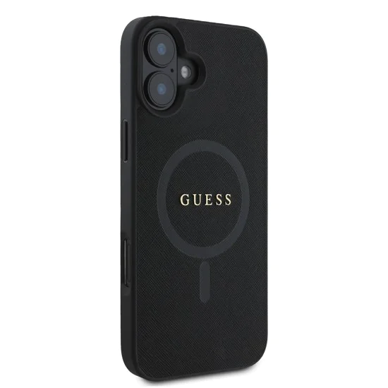 Калъф за iPhone 16 Plus - Guess Saffiano Classic Logo MagSafe (GUHMP16MPSAHMCK) - Черен