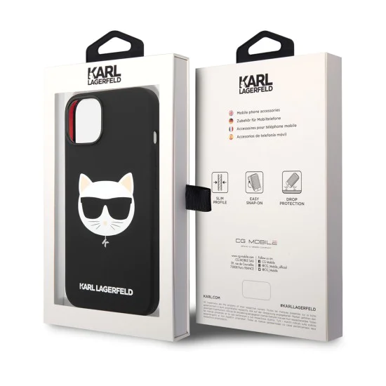 Калъф за iPhone 14 Plus - Karl Lagerfeld Silicone MagSafe (KLHMP14MSLCHBK) - Choupette Head