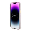 Калъф за iPhone 15 - Guess Silicone Script Metal Metal Logo & Frame (GUHCP15SSMBSLP) - светло розов