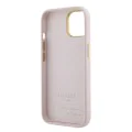 Калъф за iPhone 15 - Guess Silicone Script Metal Metal Logo & Frame (GUHCP15SSMBSLP) - светло розов