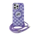 Калъф за iPhone 15 Pro Max - Karl Lagerfeld IML Crossbody MagSafe (KLHMP15XHCKCKCKLCU) - лилав монограм Karl&Choupette Head