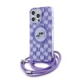Калъф за iPhone 15 Pro Max - Karl Lagerfeld IML Crossbody MagSafe (KLHMP15XHCKCKCKLCU) - лилав монограм Karl&Choupette Head