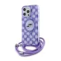 Калъф за iPhone 15 Pro Max - Karl Lagerfeld IML Crossbody MagSafe (KLHMP15XHCKCKCKLCU) - лилав монограм Karl&Choupette Head