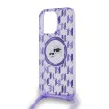 Калъф за iPhone 15 Pro Max - Karl Lagerfeld IML Crossbody MagSafe (KLHMP15XHCKCKCKLCU) - лилав монограм Karl&Choupette Head
