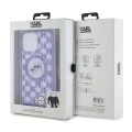 Калъф за iPhone 15 Pro Max - Karl Lagerfeld IML Crossbody MagSafe (KLHMP15XHCKCKCKLCU) - лилав монограм Karl&Choupette Head