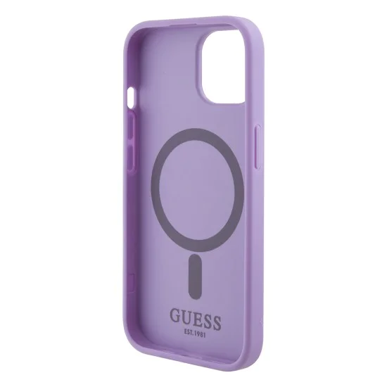 Калъф за iPhone 15 - Guess Saffiano MagSafe (GUHMP15SPSAHMCU) - Лилав