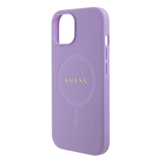 Калъф за iPhone 15 - Guess Saffiano MagSafe (GUHMP15SPSAHMCU) - Лилав