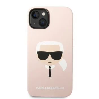Калъф за iPhone 14 Plus - Karl Lagerfeld Silicone MagSafe (KLHMP14MSLKHLP) - Light Pink Karl`s Head