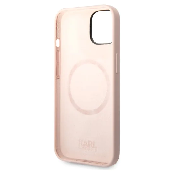Калъф за iPhone 14 Plus - Karl Lagerfeld Silicone MagSafe (KLHMP14MSLKHLP) - Light Pink Karl`s Head