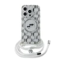 Калъф за iPhone 15 Pro Max - Karl Lagerfeld IML Crossbody MagSafe (KLHMP15XHCKCKCKLCT) - Прозрачен монограм Karl&Choupette Head