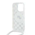 Калъф за iPhone 15 Pro Max - Karl Lagerfeld IML Crossbody MagSafe (KLHMP15XHCKCKCKLCT) - Прозрачен монограм Karl&Choupette Head