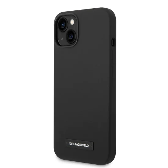 Калъф за iPhone 14 Plus - Karl Lagerfeld Silicone MagSafe (KLHMP14MSLMP1K) - Black Plaque