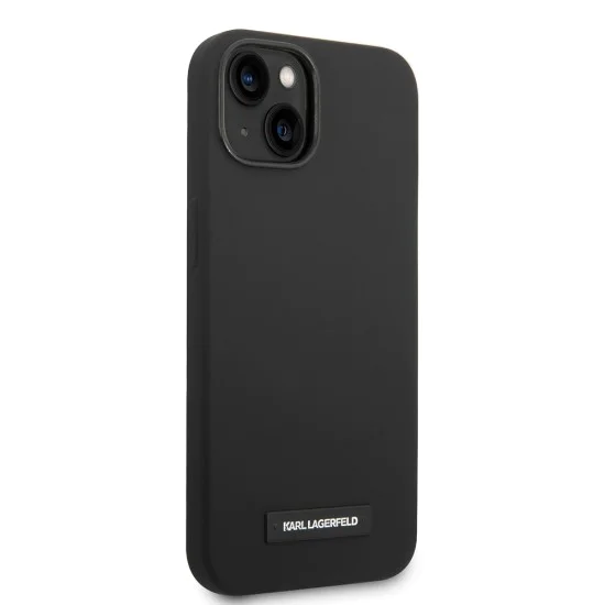 Калъф за iPhone 14 Plus - Karl Lagerfeld Silicone MagSafe (KLHMP14MSLMP1K) - Black Plaque