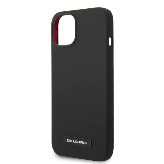 Калъф за iPhone 14 Plus - Karl Lagerfeld Silicone MagSafe (KLHMP14MSLMP1K) - Black Plaque