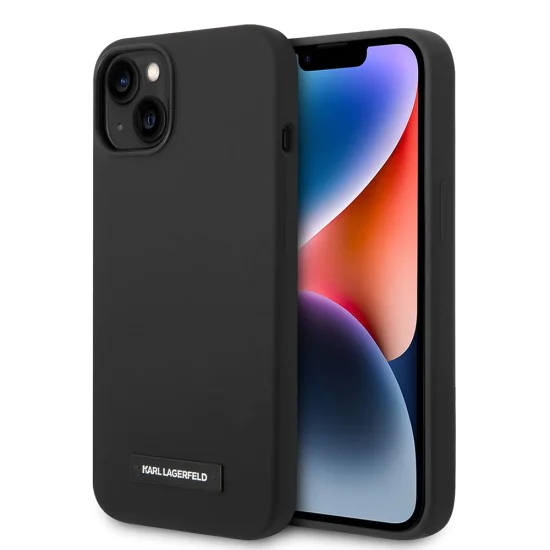 Калъф за iPhone 14 Plus - Karl Lagerfeld Silicone MagSafe (KLHMP14MSLMP1K) - Black Plaque