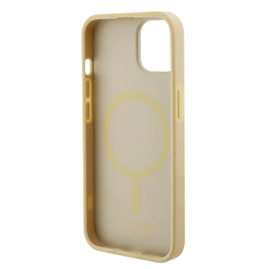 Калъф за iPhone 15 Plus - Guess Saffiano MagSafe (GUHMP15MPSAHMCB) - златен