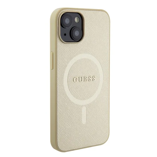 Калъф за iPhone 15 Plus - Guess Saffiano MagSafe (GUHMP15MPSAHMCB) - златен