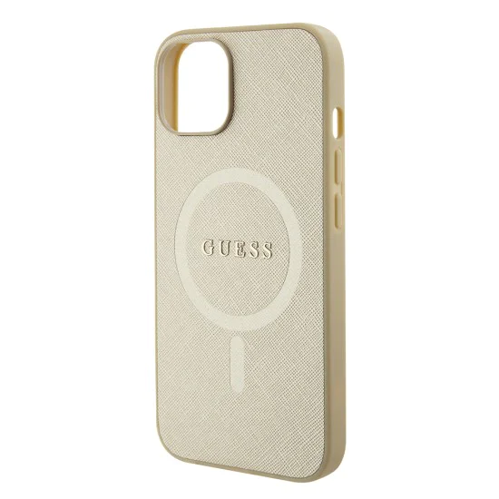 Калъф за iPhone 15 Plus - Guess Saffiano MagSafe (GUHMP15MPSAHMCB) - златен