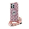 Калъф за iPhone 15 Pro Max - Karl Lagerfeld IML Crossbody MagSafe (KLHMP15XHCKCKCKLCP) - розов монограм Karl&Choupette Head