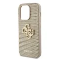 Калъф за iPhone 15 Pro - Guess Leather Perforated 4G (GUHCP15LPSP4LGD) - златен