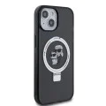 Калъф за iPhone 15 - Karl Lagerfeld Hardcase Ring Stand MagSafe (KLHMP15SHMRSKCK) - Karl&Choupette