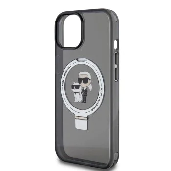Калъф за iPhone 15 - Karl Lagerfeld Hardcase Ring Stand MagSafe (KLHMP15SHMRSKCK) - Karl&Choupette