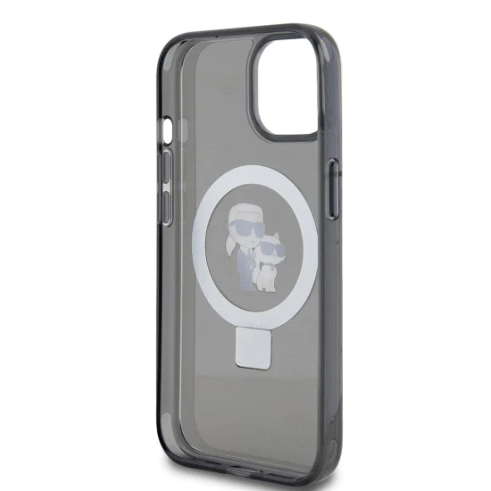 Калъф за iPhone 15 - Karl Lagerfeld Hardcase Ring Stand MagSafe (KLHMP15SHMRSKCK) - Karl&Choupette
