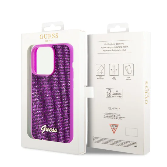 Калъф за iPhone 15 Pro - Guess Disco Metal Script (GUHCP15LPMSDGSF) - Фуксия