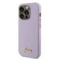Калъф за iPhone 15 Pro - Guess Glitter Glossy Glossy Script (GUHCP15LPGMCSL) - светло лилав