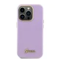 Калъф за iPhone 15 Pro - Guess Glitter Glossy Glossy Script (GUHCP15LPGMCSL) - светло лилав