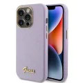 Калъф за iPhone 15 Pro - Guess Glitter Glossy Glossy Script (GUHCP15LPGMCSL) - светло лилав