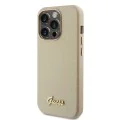 Калъф за iPhone 15 Pro Max - Guess Glitter Glossy Glossy Script (GUHCP15XPGMCSD) - Sparkle Beige