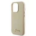 Калъф за iPhone 15 Pro Max - Guess Glitter Glossy Glossy Script (GUHCP15XPGMCSD) - Sparkle Beige