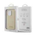 Калъф за iPhone 15 Pro Max - Guess Glitter Glossy Glossy Script (GUHCP15XPGMCSD) - Sparkle Beige